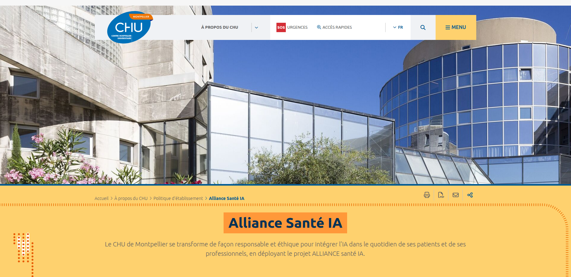Capture d’écran de l’article Alliance Santé IA